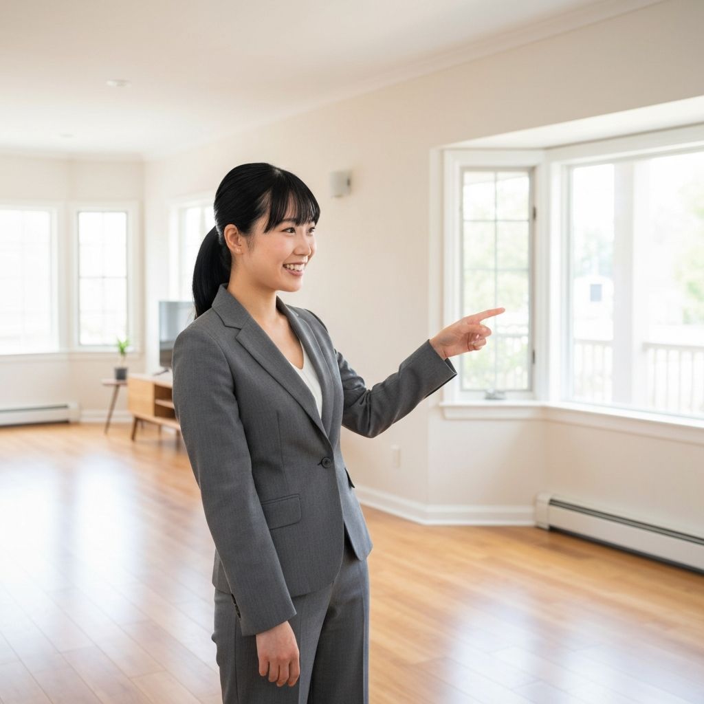 Professional property manager showing Indianapolis rental home to prospective tenant