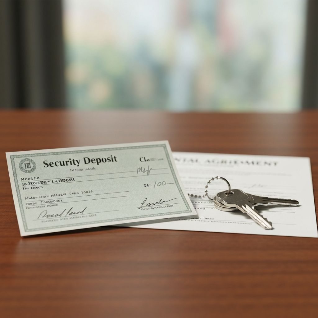 Security deposit check and keys for rental property transaction